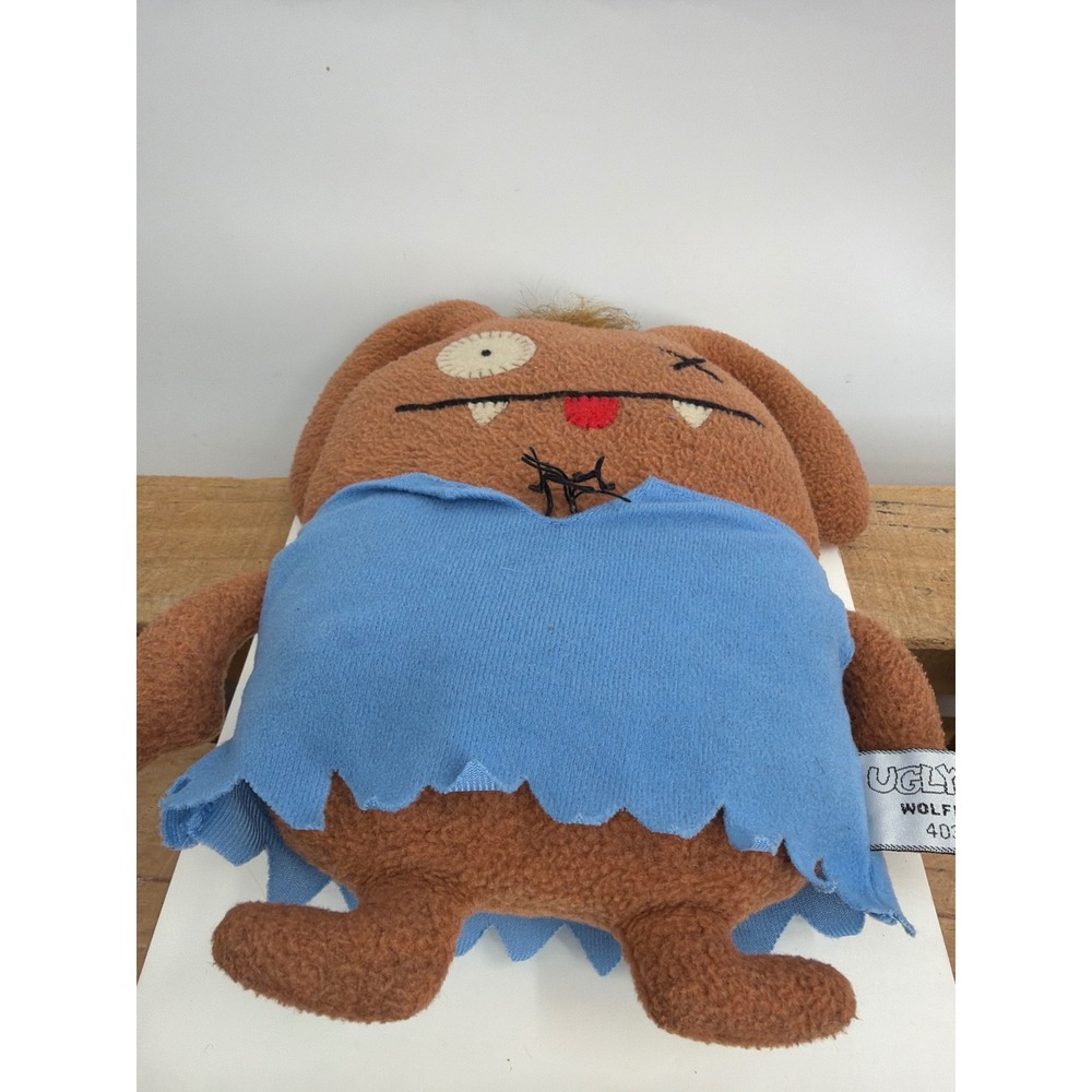 Uglydoll Wolfman Ox Plush Gund 2013 Universal Studios Brown Monster Blue Shirt - Picture 3 of 6